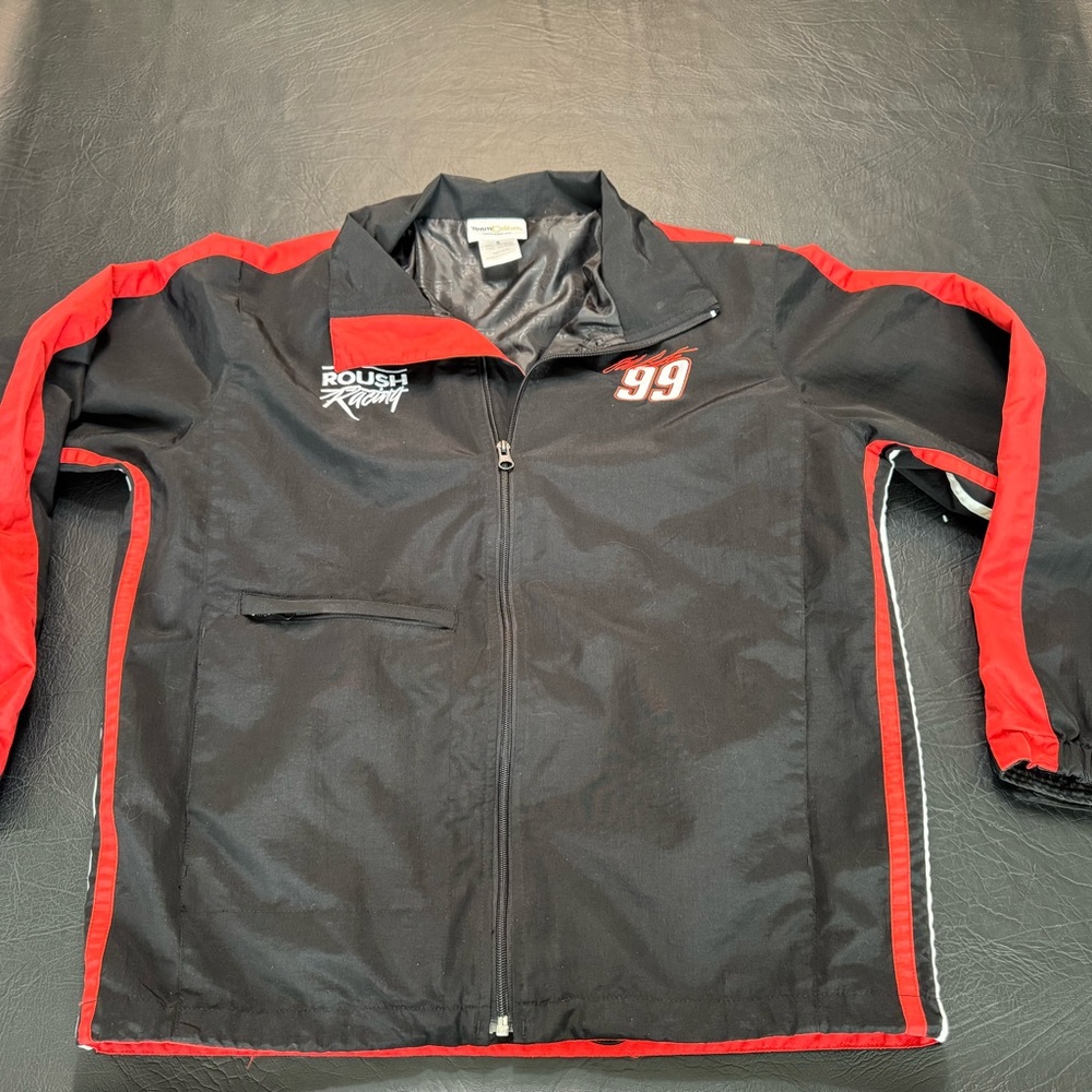 Roush Racing #99 Jeff Burton NASCAR Jacket Black Red NASCAR TeamCaliber Sz Small